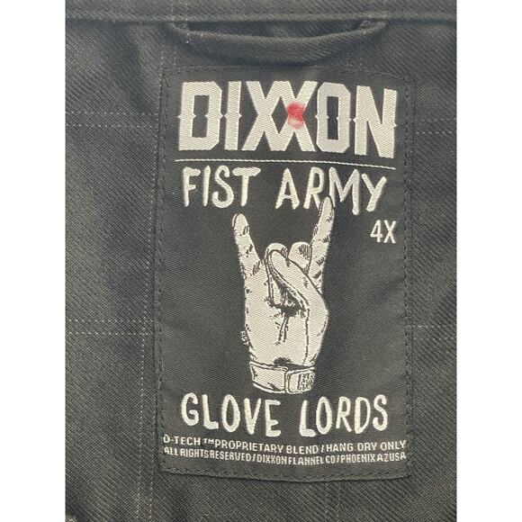 Dixxon Flannel Co Shirt Mens 4X Black Fist Army Glove Lords Button Up D-Tech - Picture 5 of 9